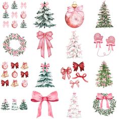 Pink Christmas Tree Clipart, Pink Retro Christmas Aesthetic, Pink Christmas Png, Christmas Tree Clip Art, Christmas Png Aesthetic, Christmas Symbols, Coquette Christmas, Christmas Clip Art, Pink Music