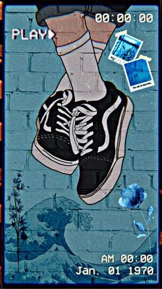 a poster with an image of someone's feet and shoes