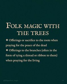 a poem written in two different languages, with the words'folk magic with the trees '