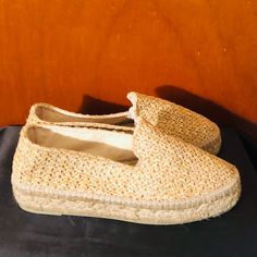 Beautiful Manebi Espadrilles! Slip-on Espadrilles With Textured Footbed For Vacation, Summer Beach Slip-ons With Textured Sole, Comfortable Platform Espadrilles For The Beach, Casual Natural Color Slip-ons For Spring, Natural Espadrilles With Textured Footbed For Vacation, Natural Color Espadrilles With Woven Sole For Vacation, Vacation Espadrilles With Textured Footbed And Straw Material, Straw Summer Espadrilles With Textured Sole, Vacation Straw Espadrilles With Textured Footbed