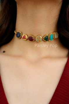 Multicolor Stone Choker / Stone Necklace / Gold Choker / Western Necklace / Boho Necklace / Indo Western / Indian Jewelry/sabyasachi Jewelry - Etsy Multicolor Round Choker For Festive Occasions, Multicolor Festival Choker As Gift, Multicolor Choker For Festivals And Gifts, Multicolor Stones Jewelry For Festivals, Multicolor Jewelry With Stones For Festivals, Multicolor Choker For Celebration And Festivals, Multicolor Choker For Festival Celebrations, Festival Multicolor Gemstone Jewelry, Multicolor Choker For Festivals And Celebrations