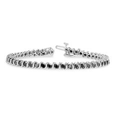 Round 3.0 MM Black Diamond 4.10 CT T.W Tennis Bracelet 14 kt White Gold 10.30 Grams.                                                             Retail Price   $3,249.00 Diamond Tennis Bracelet, Wedding Jewelry Bracelets, Tennis Bracelet Diamond, Wedding Bracelet, Tennis Bracelet, Black Diamond, Arm Band, Diamond Bracelet, Wedding Jewelry