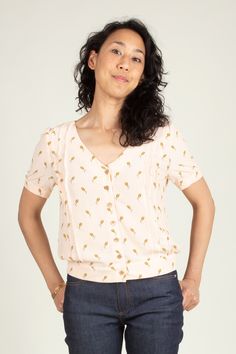 Amanda top - Loose-fitting blouse with a large neckline and beautiful butterfly sleeves OSE PATTERNS Flamingo Shirt, Style Steal, Target Style, Flamingo Print, Butterfly Sleeves, Shop Target, Top Fabric, Blouse Patterns, Favorite Shirts