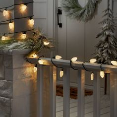 Create a stunning lighting effect for the holidays and beyond with the 25ct C9 Faceted LED String Lights from Wondershop™. This string of mini decorative lights features wires that suspends 25 faceted long-lasting LED C9 bulbs with a cool lighting effect. This string of lights is suitable for indoor and outdoor use, and it allows you to connect multiple strings end-to-end. Simply drape it on your front door, Christmas tree, balcony railing or porch, or even on the stairway to decorate your space Front Door Christmas Tree, Tree Balcony, Porch Christmas Lights, Door Christmas Tree, C9 Christmas Lights, Front Door Christmas, Christmas House Lights, White Light Bulbs, Balcony Railing