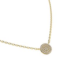 Design: The Pascal Centric Series embodies circular settings, offering a versatile choice for any occasion. This necklace features circular pavé setting diamonds in yellow gold vermeil. | Gold Color: 18K Gold Vermeil (Not to be confused with regular gold plating, our vermeil is a thick layer of 18k solid gold on sterling silver meaning it will last longer. You get the look & feel of gold jewelry at a fraction of the price) Silver Color: Sterling Silver (925 Sterling Silver is a lightweight metal Yellow Gold-plated Necklace With Pave Setting, Yellow Gold Plated Necklace With Pave Setting, Yellow Gold Plated Necklaces With Pave Setting, Gold Diamond Necklace With Adjustable Chain, Elegant Yellow Gold Round Disc Necklaces, Diamond Necklace With Adjustable Chain And Round Pendant, Gold Diamond Necklace With Pave Setting In Dainty Style, Cubic Zirconia Diamond Necklace With Delicate Chain, Gold Circular Diamond Necklace