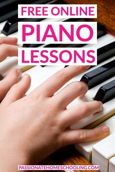 a person playing piano with the text free online piano lessons