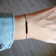 Black Tourmaline Bracelet With Rose Gold Beads Real Black - Etsy Short Comment, Black Tourmaline Jewelry, Red Jasper Bracelet, Black Tourmaline Bracelet, Dainty Rose, Nice Jewelry, Rose Gold Beads, Bracelet Minimalist, Bracelet Simple