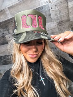 Foam Trucker with Mesh Backing Western Trucker Hats, Camo Aesthetic, Trendy Trucker Hats, Trucker Hat Outfit, Summer Country Concert Outfit, Pink Trucker Hat, 2024 Wardrobe, Fun Hats, Hat Bar