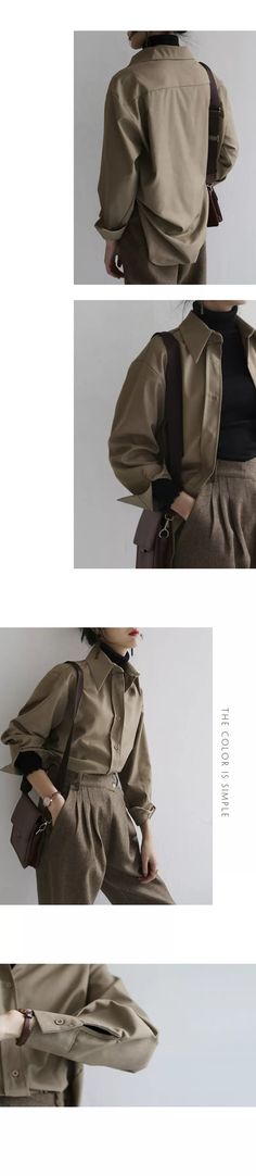 Women Vintage Coffee Blouse Korean Style JKP4807 Khaki Collared Tops For Winter, Khaki Collared Winter Tops, Solid Color Lapel Collar Blouse For Fall, Solid Lapel Collar Blouse For Fall, Solid Color Blouse With Lapel Collar For Fall, Solid Blouse With Lapel Collar For Fall, Winter Office Blouse, Winter Office Blouse In Solid Color, Solid Color Office Blouse For Winter