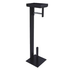 a black metal stand with a white background