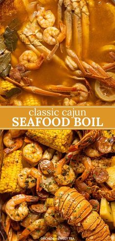 seafood boil with shrimp and corn on the cob