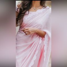 3 Piece - Saree, Blouse, Saree Skirt Blouse Is Off Shoulder Saree Is Pre-Pleated Only Worn Once Off Shoulder Saree, Pink Colour Saree, Light Pink Saree, Saree Skirt, Pink Saree Blouse, Skirt Blouse, Blouse Saree, Baby Pink Colour, Skirt And Blouse