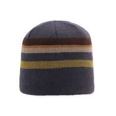 Suit up for chilly temps. The Clay beanie is made of two layers of soft knit for extra protection from the cold. Contrast bands of color stand out on this men's beanie. Bold, multicolor stripe pattern Double layered for extra warmth Super-soft knit Viscose / Polyester / Nylon Hand wash in cold water; Lay flat to dry; Do not tumble dry Self-lined, double-layer construction One size; Stretch-to-fit circumference 57 - 61 cm Style #0263 Men's Beanie, Mens Beanie, Suit Up, Soft Knits, Stripes Pattern, Lay Flat, Double Layer, Cold Water, Hand Wash