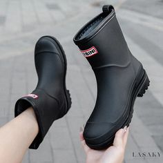 Lasaky - Premium Waterproof Rain Boots with Non-Slip Soles, Reinforced Edges, Abrasion Resistance, and Lightweight Rubber Material Slip-resistant Round Toe Rain Boots For Rainy Weather, Slip-resistant Round Toe Boots For Rainy Weather, Waterproof Ankle-high Boots For Rainy Weather, Slip-resistant Ankle-high Outdoor Boots, Outdoor Ankle-high Rain Boots, Ankle-high Rain Boots For Outdoor, Waterproof Rain Boots With Round Toe, Weatherproof Waterproof Boots With Round Toe For Rainy Season, Waterproof Boots With Round Toe For Rainy Season