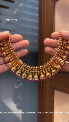 Luxury 22k Gold Traditional Temple Necklace, Luxury 22k Gold Temple Necklace For Puja, Gold Temple Necklace With Cutdana Beads, Gold 22k Intricate Temple Necklace, 22k Gold Meenakari Temple Necklace For Rituals, Indian Gold Necklace Designs, Jhumka Designs, Black Beads Mangalsutra