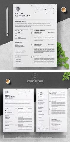 two resume templates on top of each other, one with a green plant in the middle