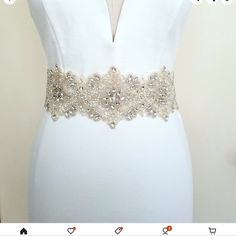 New Beaded Wedding Belt Hand Made Bride Belt Pearl, Modern Wedding Dress Belt, Silver Wedding Belt, Embellished Belts Wedding, Wedding Dress With Bling Belt, Bridal Gown Belts, Embroidered Belt Wedding, Thick Wedding Dress Belt, Belt For Gown Dress