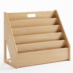 a wooden desk organizer with six compartments