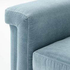 the back end of a light blue couch