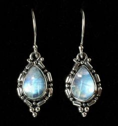 Sterling Silver Rainbow Moonstone Teardrop Earrings Rainbow Moonstone Earrings, Moonstone Jewelry Earrings, Traditional Background, Rainbow Moonstone Jewelry, Earrings Simple, Moonstone Earrings, Vermeil Jewelry, Moonstone Jewelry, French Wire