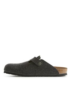 Birkenstock Boston Wool Clogs - Grey - ARKET WW Comfortable Outdoor Clogs With Buckle Closure, Winter Clogs With Buckle Closure And Round Toe, Winter Slip-on Clogs With Buckle Closure, Winter Buckle Closure Slip-on Clogs, Wool Clogs With Cushioned Footbed And Round Toe, Casual Wool Slip-on Clogs, Wool Clogs With Rubber Sole And Round Toe, Winter Wool Clogs With Round Toe, Wool Clogs With Round Toe For Winter