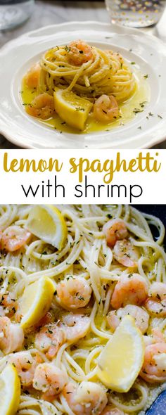 lemon spaghetti with shrimp is an easy dinner that's ready in less than 30 minutes