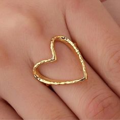 Gold Tone Heart Ring, Faux Gold, Ships In 7-8 Days Metal Heart Ring As Gift, Heart-shaped Metal Ring Gift, Valentine's Day Metal Heart Ring Gift, Metal Heart Ring For Valentine's Day, Heart Shaped Metal Rings For Valentine's Day, Heart-shaped Metal Rings For Valentine's Day, Ring Color, Jewelry Gold, 8 Days