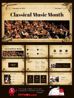 an image of a website page with music notes on the front and back pages, which include