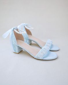 Light Blue Crochet Lace Block Heel Wedding Sandals With Pearl Ankle Strap Bridal Sandals, Bridesmaids Shoes, Women Sandals, Bridal Shoes - Etsy Summer Lace Heels With Block Heel, Summer Lace Wedding Shoes With Low Heel, Summer Lace Block Heel Heels, Lace Ankle Strap Sandals For Formal Occasions, Formal Lace Sandals With Ankle Strap, Elegant Closed Toe Lace-up Sandals For Formal Occasions, Lace Wedding Shoes For Bridesmaids, Elegant Open Toe Lace-up Sandals For Wedding, Formal Open Toe Lace Sandals