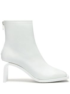 white leather silver-tone hardware square toe rear zip fastening sculpted heel leather outsole Boots White, Versace Outfit, Iconic Bags, Ballet Pumps, Boot Pumps, Summer Beach Wear, Flat Boots, Leather Silver, Ballet Flat Shoes