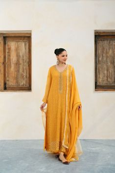 Marigold Chikankari Long Kameez, Net Design, Pakistani Outfits, Bridal Designs, Hand Loom, Wedding Wear, Formal Wedding, Wedding Season, Loom