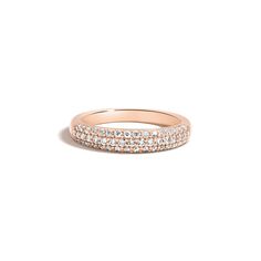 A fresh take on the classic dome band, the Vintage Pave Domed Ring is encrusted the brilliant white diamonds, allowing the ring the sparkle from all angles. Everyday Diamond White Half Eternity Rings, Everyday Rose Gold Round Cut Diamond Ring, Everyday Rose Gold Diamond Ring With Round Cut, Elegant Thick Band Diamond Promise Ring, Wedding Ring With Single Cut Diamonds And Thick Band, Classic Diamond Rings With Thick Band, Everyday Diamond White Rings With Single Cut Diamonds, Classic Everyday Rose Gold Diamond Ring, Everyday Timeless Diamond White Rings