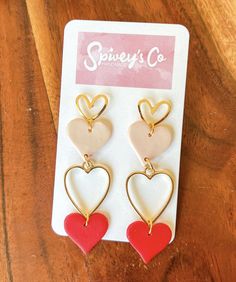 Valentines dangle earrings - go perfectly from day to night! Earrings Handmade Dangle, Wilmington Nc, Day To Night, To Night, Etsy Earrings Dangle, Clay Jewelry, Clay Earrings, Jewelry Earrings Dangle, Dangle Drop Earrings