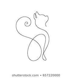 continuous line drawing of a cat on white background