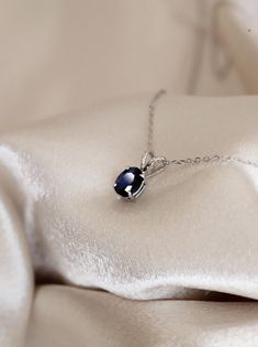 Oval Blue Sapphire Pendant. By Diamond and Gold Warehouse in Dallas, Texas Oval Sapphire Pendant, Sapphire Gem, Jewelry Sapphire, Blue Sapphire Pendant, Something Blue Wedding, White Gold Chain, Wedding Day Jewelry, Solitaire Necklace, White Gold Solitaire