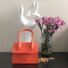 Brand New Orange Purse, Bottega Veneta Clutch, Barbie Logo, Yellow Purses, Coach Clutch, Studded Purse, Reversible Tote, Hand Painted Leather, Black Wallet