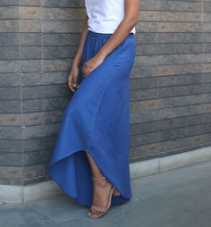 "Linen pants for women, Blue linen pant, Gaucho, Flare pant, Made to order, Custom made, Plus size -Model height: 5'3\" wearing size S -Length: 38\" -Fit: Comfortable -Closure: Elasticated waist Style these linen gaucho pants with casual tops or our tank tops. you would want to wear these everyday! **Note: Free Shipping time 15-21 days. Express Shipping time 5-7 days.**" Blue Flare Wide Leg Pants For Summer, Chic Blue Flare Wide Leg Pants, Full-length Summer Bottoms With Side Slits, Casual High Waist Pants With Side Slits, Blue Flare Cotton Bottoms, Blue Flare Pants, Linen Pants For Women, Blue Linen Pants, Gaucho Pants