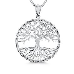 Sterling Silver Tree of Life pendant on 20" sterling silver chain. Silver Tree Of Life Round Pendant Necklace, Symbolic Silver Necklace With Tree Of Life, Sterling Silver Tree Of Life Round Pendant Necklace, Sterling Silver Tree Of Life Necklace With Round Pendant, Sterling Silver Tree Of Life Round Pendant Jewelry, Sterling Silver Tree Of Life Round Pendant, Symbolic Sterling Silver Tree Of Life Jewelry, Spiritual Sterling Silver Jewelry With Tree Of Life, Symbolic Tree Of Life Sterling Silver Jewelry