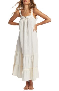 Billabong Summers End Maxi Dress | Nordstrom Cotton On Dress, Coastal Maxi Dress, Billabong Maxi Dress, Surf Dress, Dream List, Floaty Dress, 2024 Style, White Caps, Lace Inset