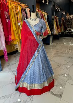 Kasi Chaniya Choli Bandhani Chaniya Choli, Bandhani Blouse, Crop Top Suit, Red Dupatta, Sharara Suits, Gray Silk, Chaniya Choli, Long Gown, Salwar Suits