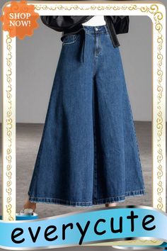 Bohemian Blue High Waist Pockets Wide Leg Fall Denim Pants Fall Denim, Denim Pants, Womens Bottoms, High Waist, Wide Leg, Pants For Women, High Waisted, Pants, Blue