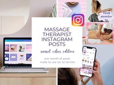 Massage Therapist Instagram Posts, One Month, Pretty Sunset Pink & Purple Theme Purple Theme, Sunset Pink, Massage Benefits, Purple Themes, Website Themes