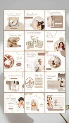 This is the new Beauty Skincare Templates, made and fully editable with Canva. In this interface you can work with the design in a simple way, editing all the elements you want and adjusting it to your needs. Ideal to promote and boost your Social Media. Create Canva Templates, Instagram Feed Theme Layout, Instagram Puzzle Feed, Instagram Grid Design, Puzzle Feed