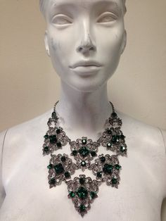 Emerald beauty Silver Jeweled Crystal Necklace For Formal Occasions, Elegant Emerald Necklace With Jewels For Party, Elegant Emerald Necklace For Party, Emerald Jeweled Jewelry For Parties, Elegant Crystal Emerald Necklace, Elegant Crystal Emerald Necklace With Jewels, Elegant Crystal Emerald Necklace For Party, Silver Emerald Necklace For Party, Elegant Jeweled Emerald Jewelry