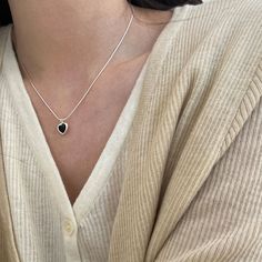 Color: Black Fashion Element: Love Heart/Heart Shape Style: Princess Jewelry Content, Simple Necklaces, Simple Necklace, Heart Shape, Black Onyx, Black Fashion, Onyx, Heart Shapes, Necklaces