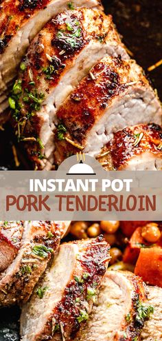 the instant pot pork tenderloin is cooked and ready to be eaten