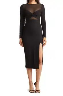 Love By Design Lace Long Sleeve Midi Dress | Nordstromrack Elegant Long Sleeve Stretch Dress, Fitted Long Sleeve Dress With Lace Sleeves For Evening, Elegant Long Sleeve Bodycon Dress For Date Night, Long Sleeve Dresses With Lace Sleeves For Evening, Formal Fitted Long Sleeve Dress With Lace Sleeves, Fitted Long Sleeve Dress With Sheer Sleeves For Fall, Formal Long Sleeve Dress With Lace Sleeves, Fall Long Sleeve Dress With Sheer Sleeves, Stretch Long Sleeve Cocktail Midi Dress