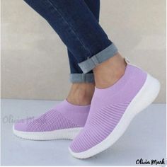 Olivia Mark - Casual Breathable Flyknit Sneakers for Leisure and Sports Fabric Fish, Olivia Mark, Heel Height, Fish, Sports, Sneakers, Purple, Fabric