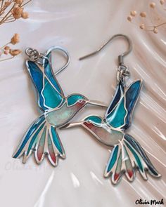 Color: silver, Size: One Size Hummingbird Jewelry, Fairy Earrings, Hummingbird Earrings, Hummingbird Pendant, Botanical Earrings, Bird Pendant, Bird Earrings, Moda Vintage, Girls Jewelry