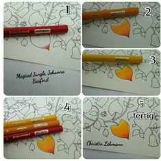 instructions for how to draw an apple with markers and pencils, including the names